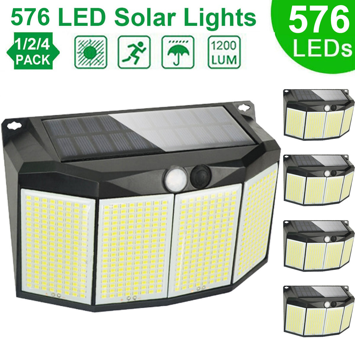 Solar Wall Sconce - Outdoor Solar Lamp 576 LED Light
