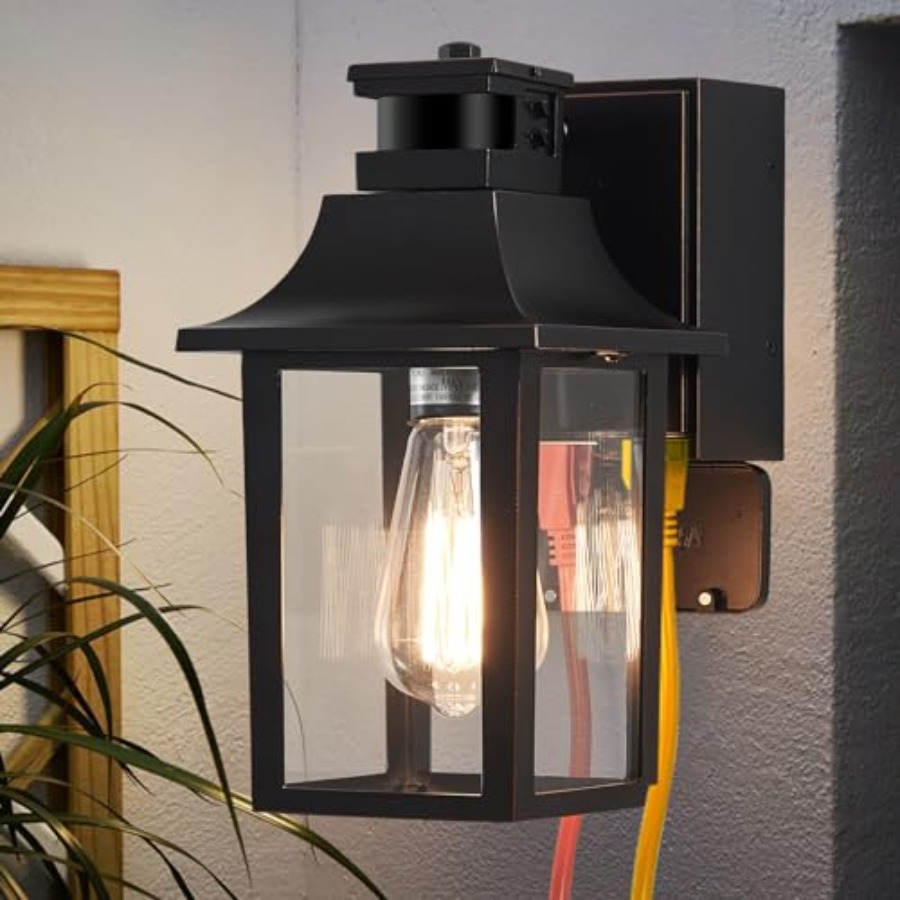 Outdoor Lighting No Outlet - Porch Light with GFCI Outlet Dusk