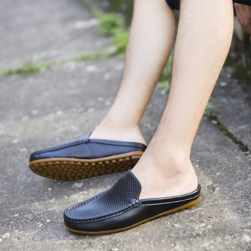 Outdoor Lighting Design - Summer Genuine Leather Slippers Men Casual