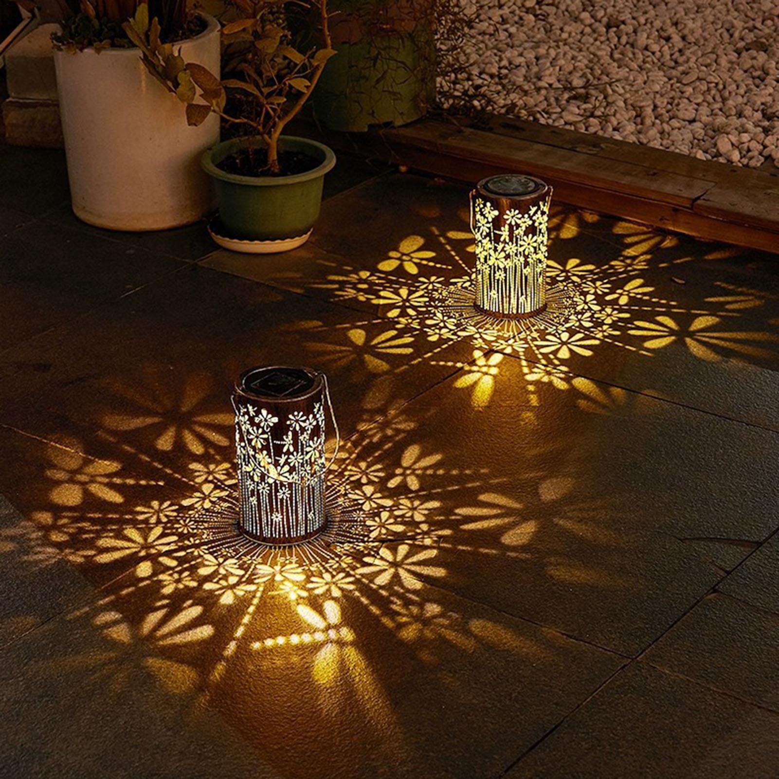 Outdoor Lighting Landscape - Solar Lanterns Colorful Metal Flower Lamps