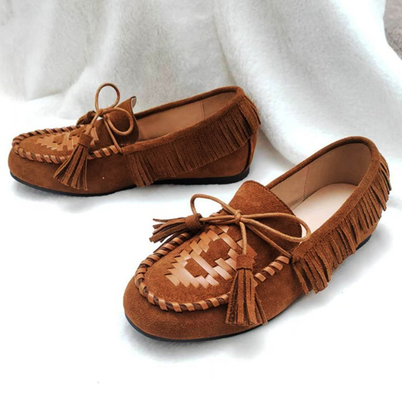 Outdoor Lighting Design - Retro Tassel Bowknot Design Loafers for