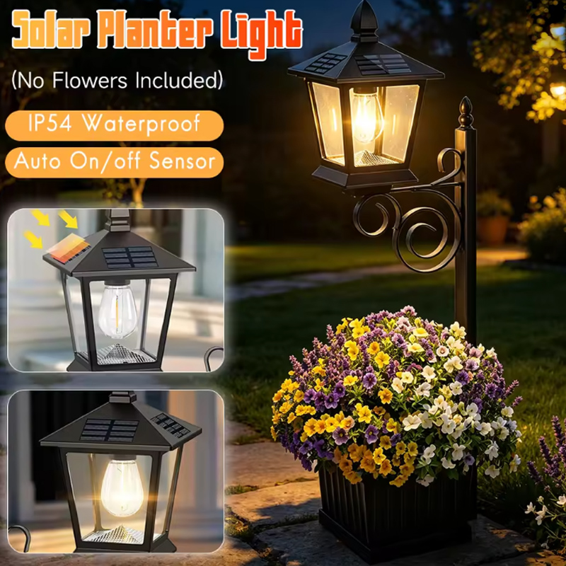 Outdoor Lighting Lamp - 2-in-1 Solar Garden Planter Lamp Warm