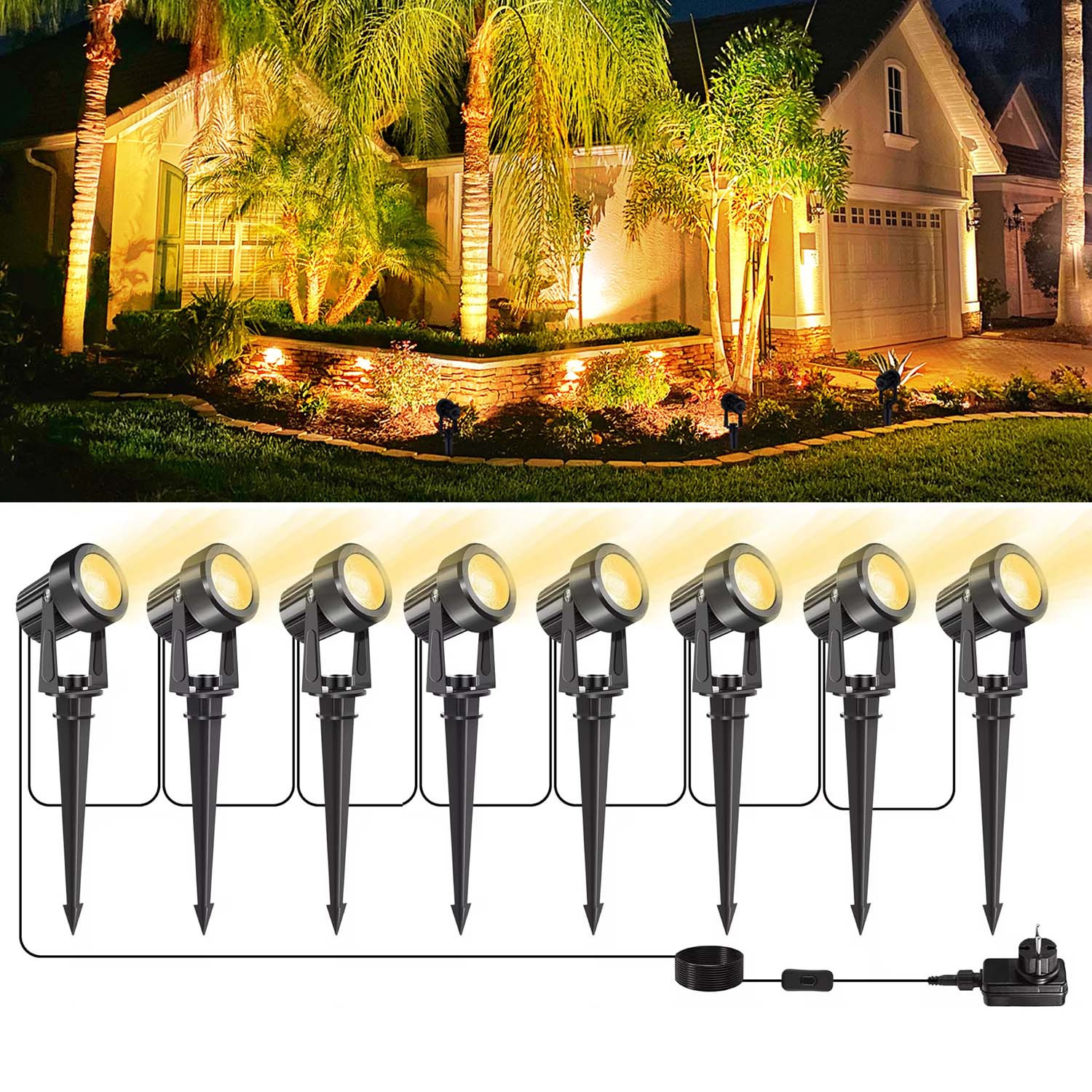 Outdoor Lighting Voltage - 4/6/8LEDS 3000K Outdoor Spotlight Landscape IP65