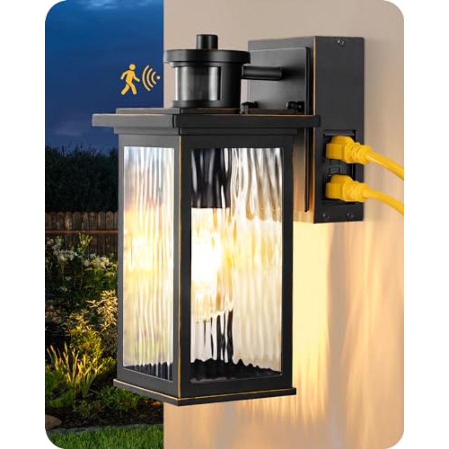 Outdoor Lighting No Outlet - Outdoor Wall Light with GFCI Outlet,