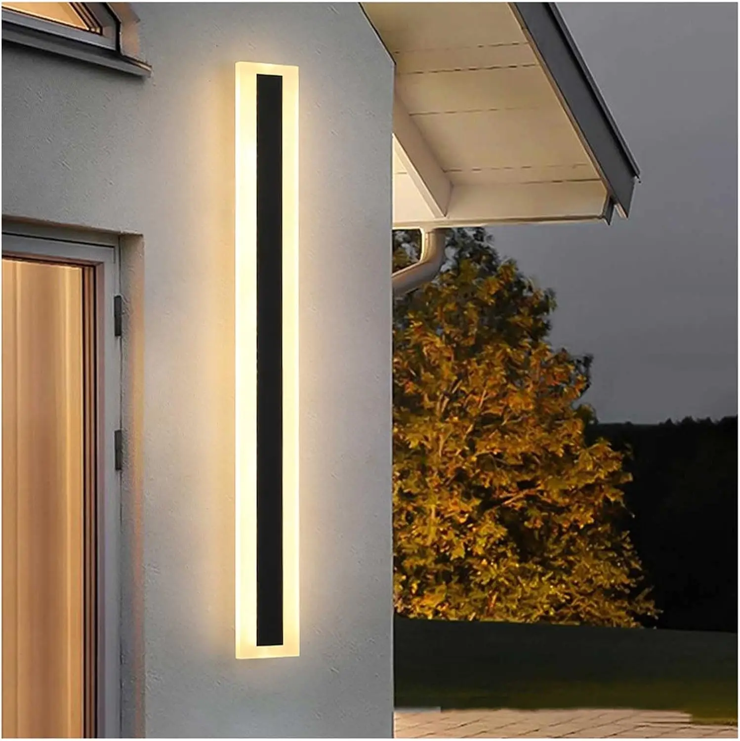 Solar Wall Sconce - LED Trichromatic Wall Lights,Modern Long Strip