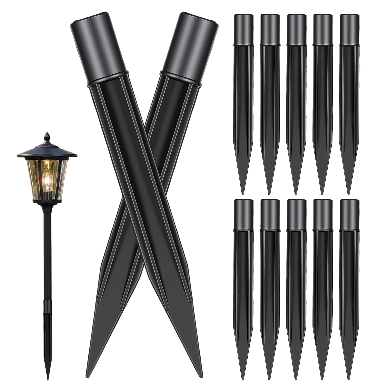Bollard Light Garden - 8Pcs Plastic Ground Stakes for Lawn