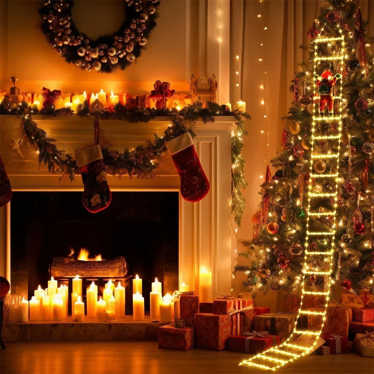 LED Ladder Light for Santa Cla - Xmas Outdoor Lighting Decorations ulasan dan harga