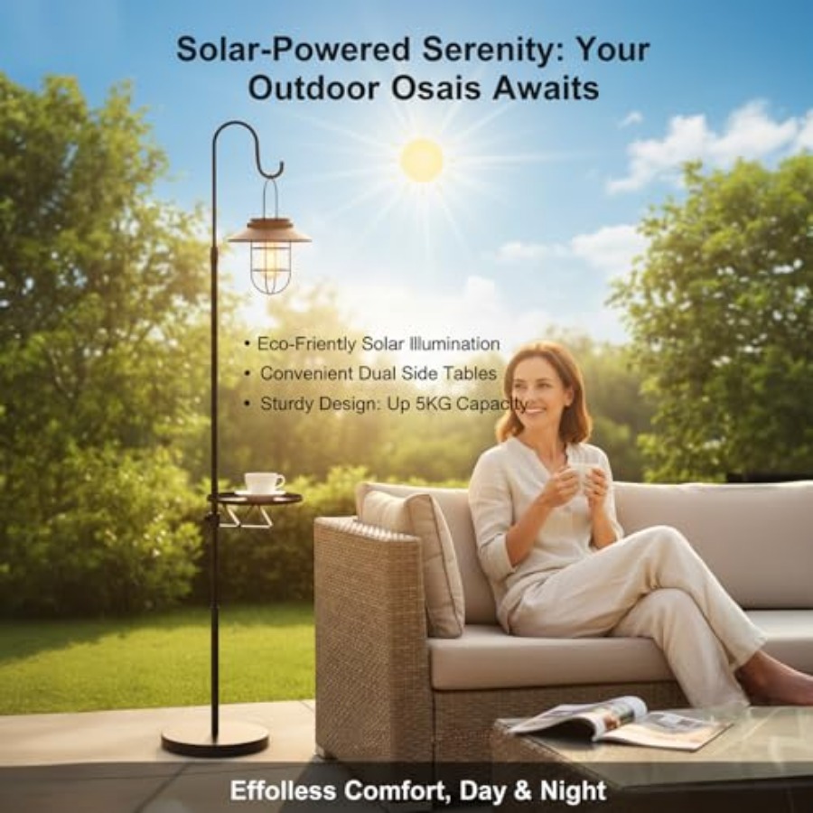 Solar Floor Lamp with Table, 6 - Outdoor Lighting Lamp ulasan dan harga