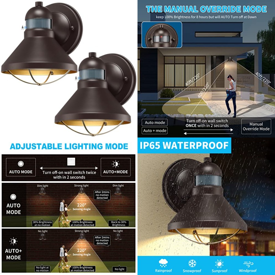 2 Pack Motion Sensor Outdoor L - Solar Wall Sconce ulasan dan harga
