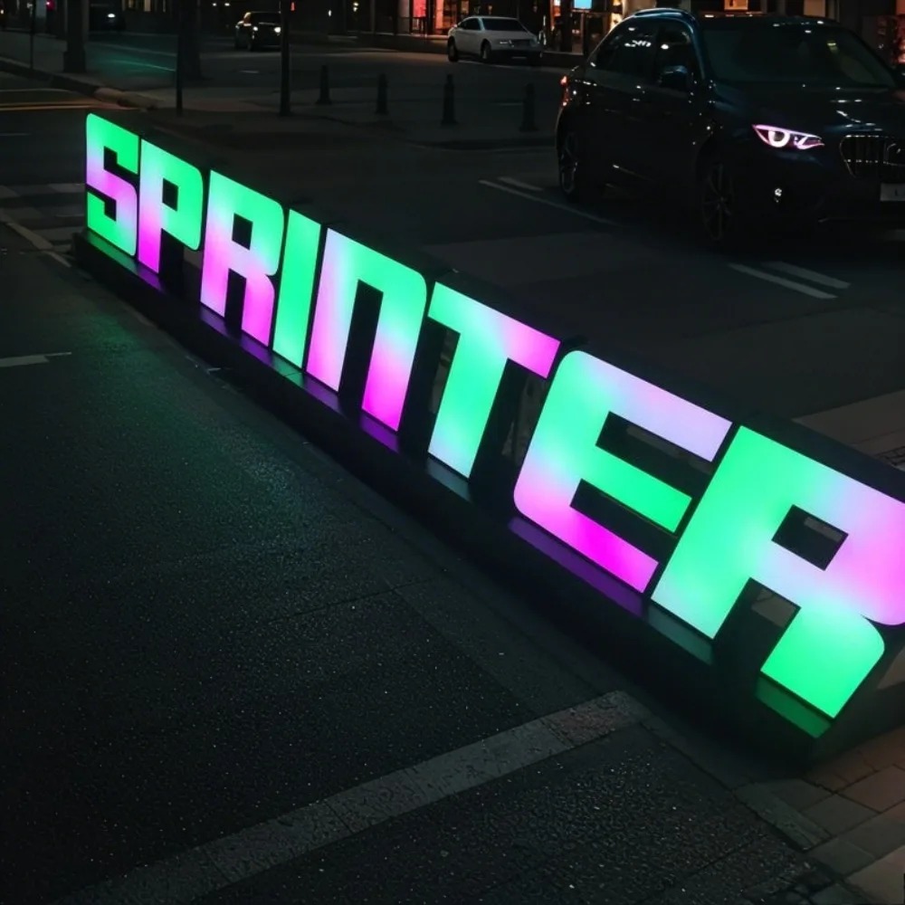 Custom RGB Metal LED Sign Wall - Outdoor Lighting For Store ulasan dan harga