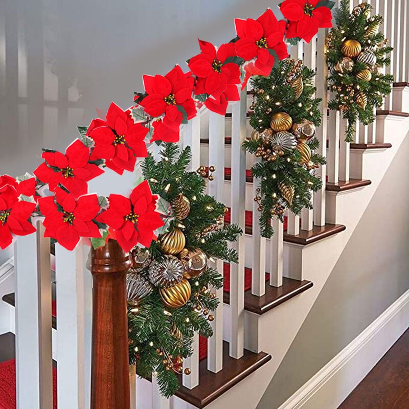 2/3m Christmas Poinsettia Flow - Xmas Outdoor Lighting Decorations ulasan dan harga