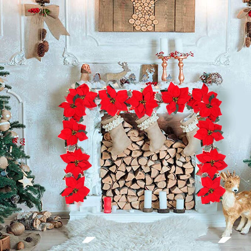 2/3m Christmas Poinsettia Flow - Xmas Outdoor Lighting Decorations ulasan dan harga