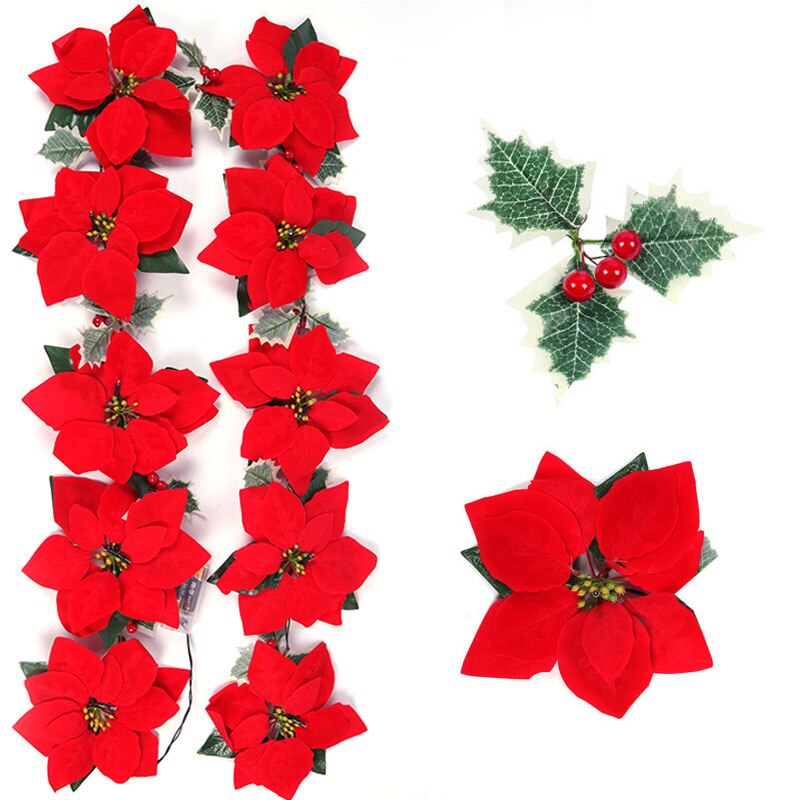 2/3m Christmas Poinsettia Flow - Xmas Outdoor Lighting Decorations ulasan dan harga