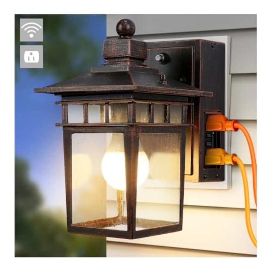 Outdoor Light with GFCI Outlet - Solar Wall Sconce ulasan dan harga