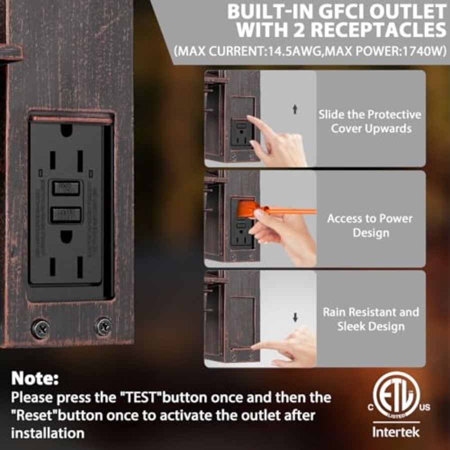 Outdoor Light with GFCI Outlet - Solar Wall Sconce ulasan dan harga