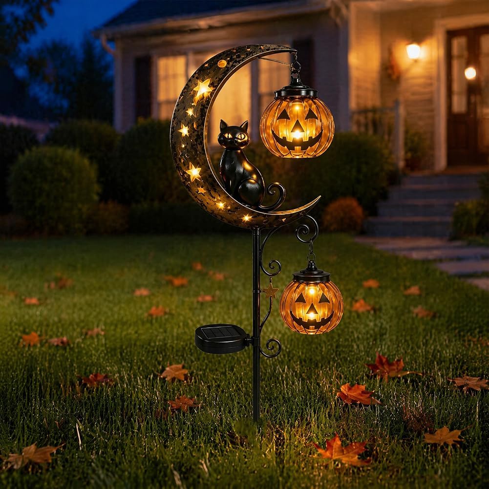 Solar Halloween Black Cat & Pu - Bollard Light Garden ulasan dan harga