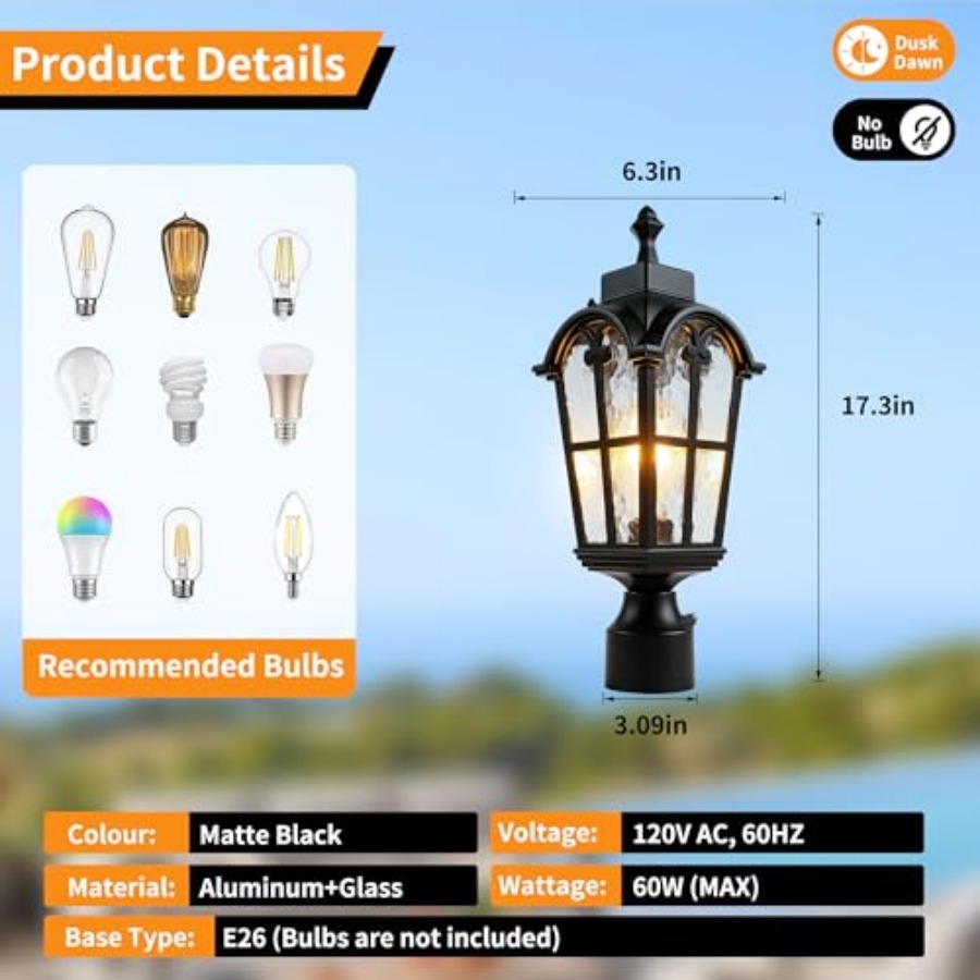 Sensor Outdoor Post Lights Wat - Outdoor Lighting Lamp ulasan dan harga