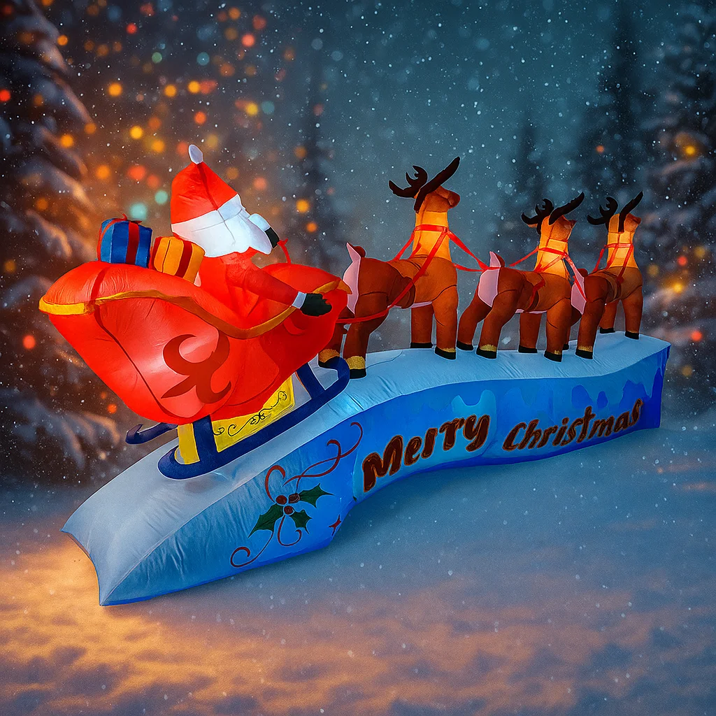 11.8FT Santa Claus Reindeer Sl - Xmas Outdoor Lighting Decorations ulasan dan harga