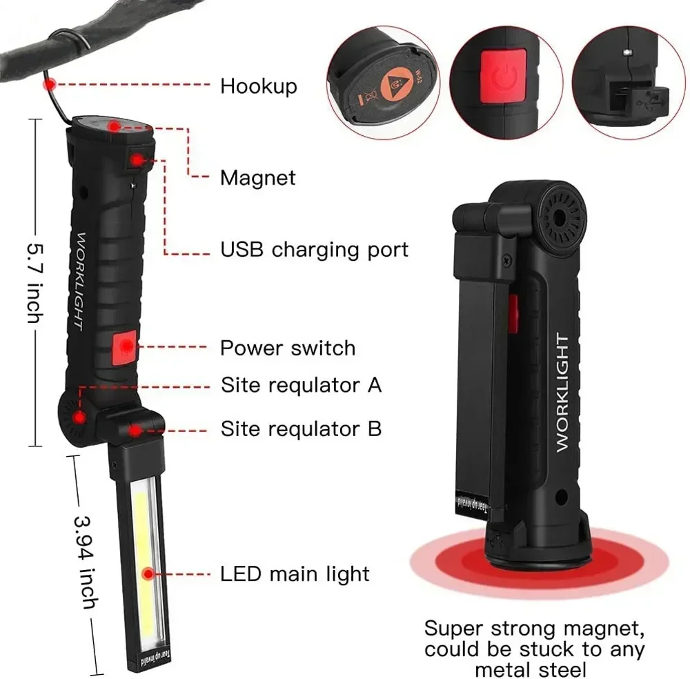 LED COB Flashlight USB Recharg - Outdoor Lighting Landscape ulasan dan harga